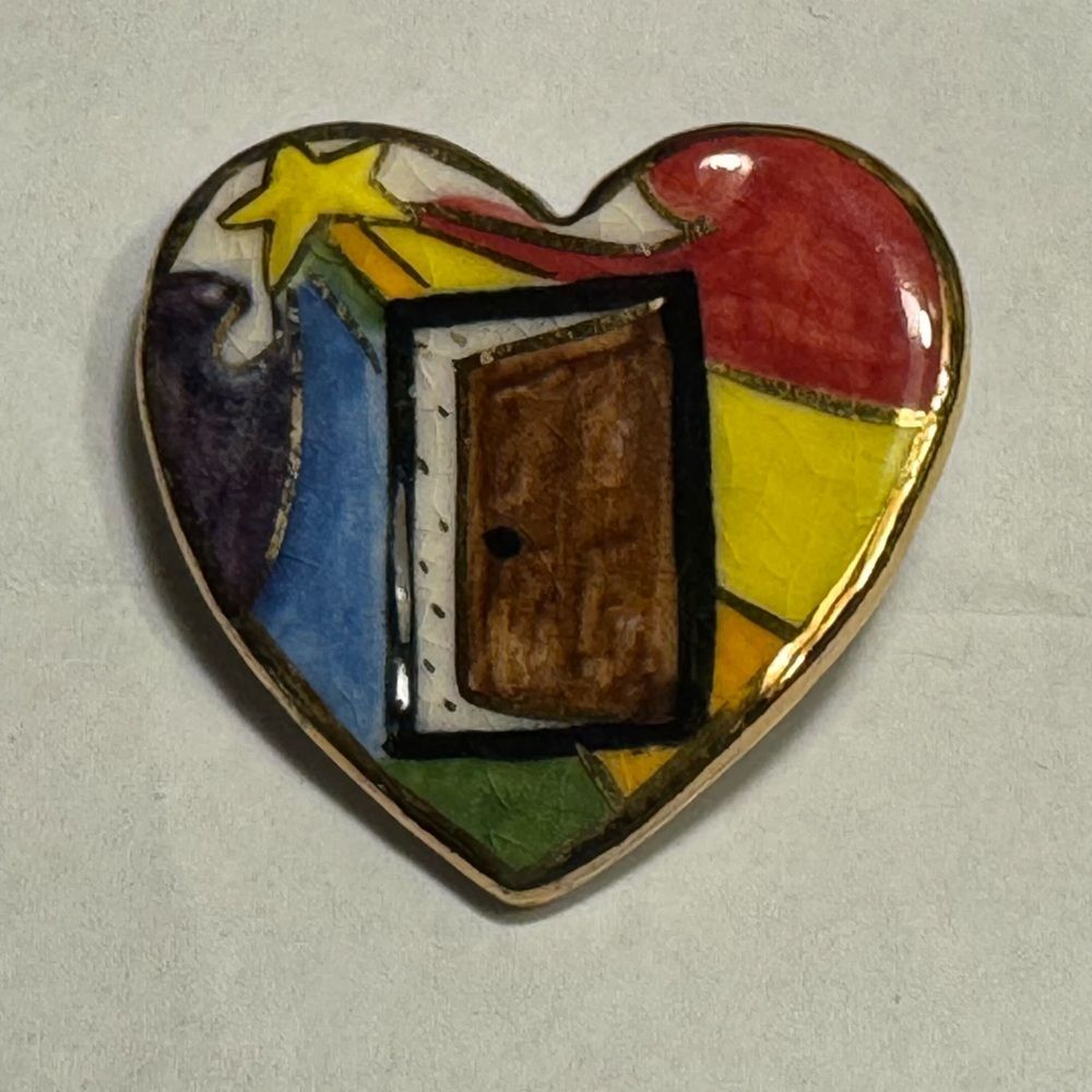 Colorful Heart-Shaped open door Art Piece brooch